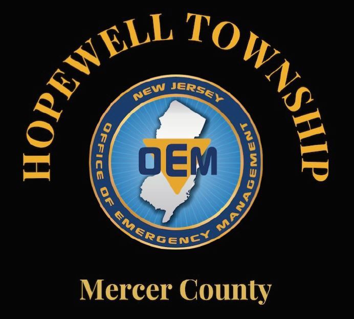 Hopewell Township Office of Emergency Management logo with the shape of the state of NJ in the cente