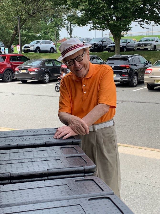 Seniors celebrating senior citizens day with ice cream 