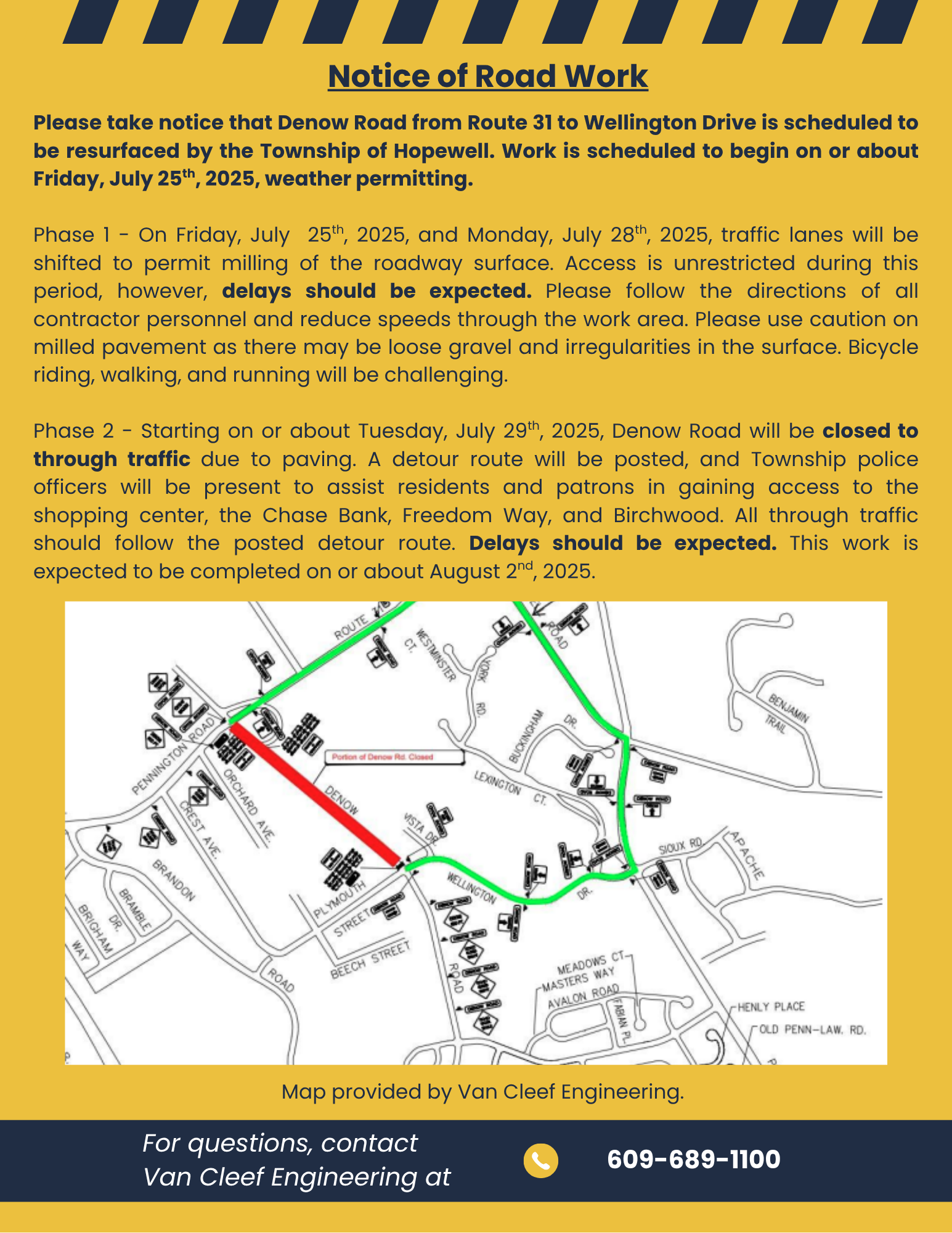 Notice of Road Work - Denow Road