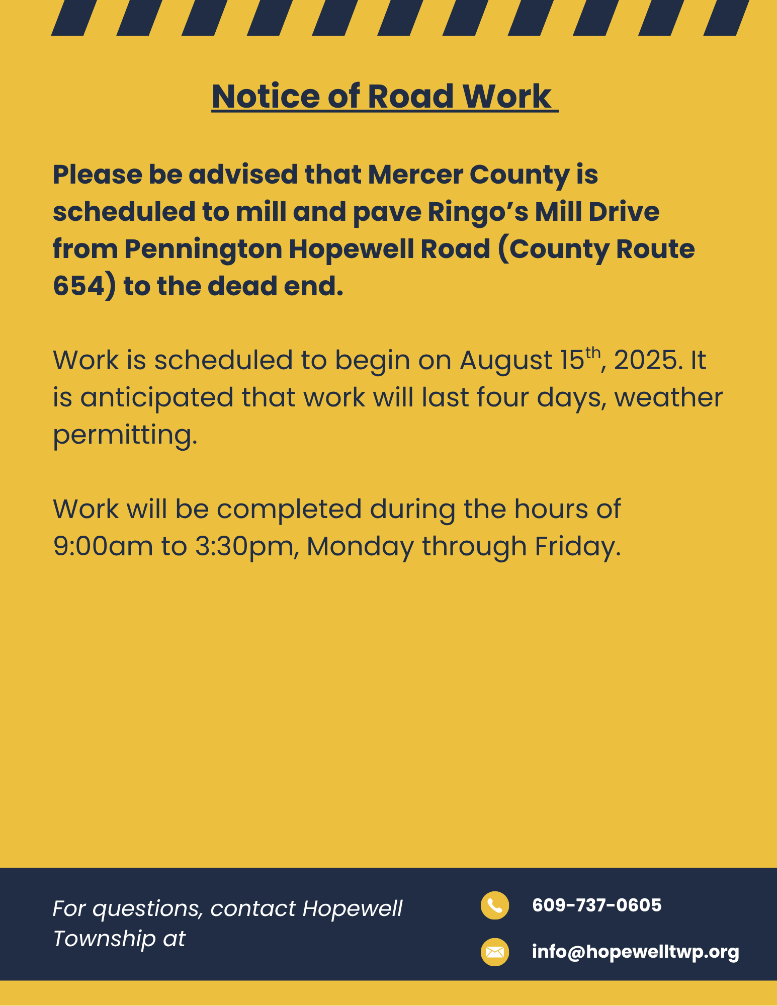 Ringos Mill Road Resurfacing Project