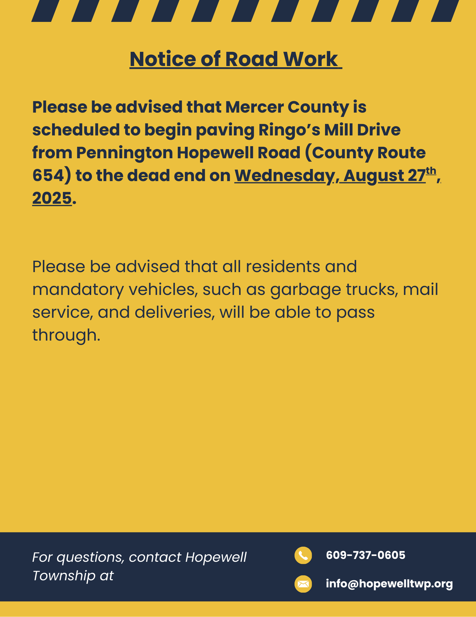 Ringos Mill Drive Paving 8-27-2025