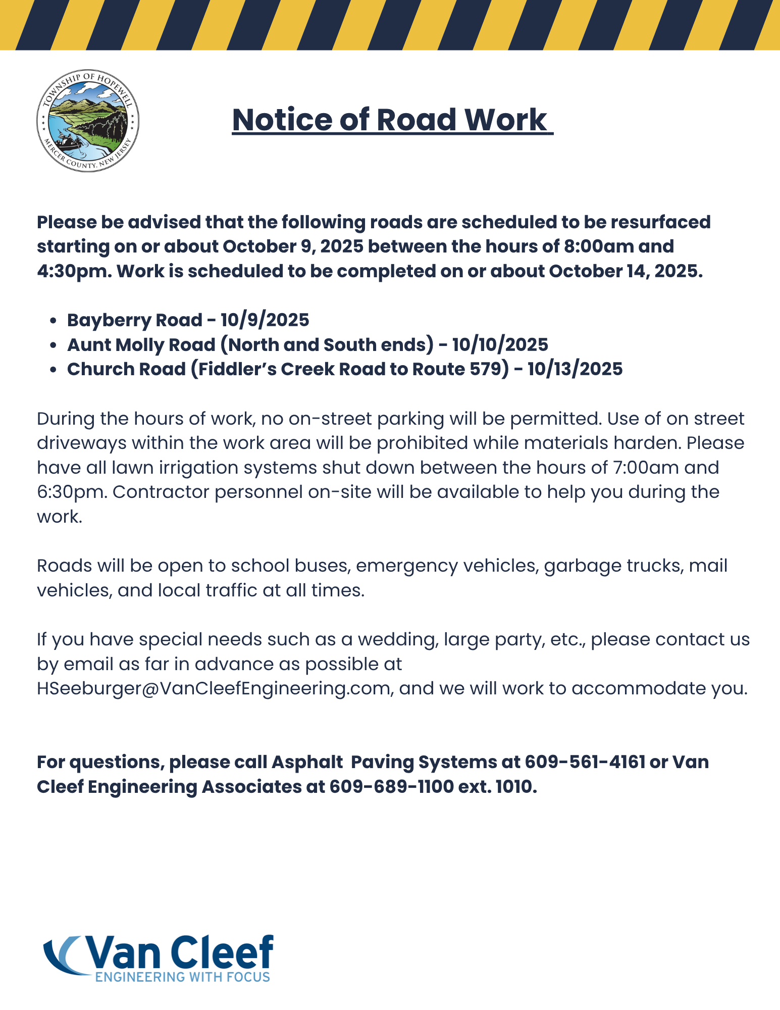 Road Work 10-9-2025