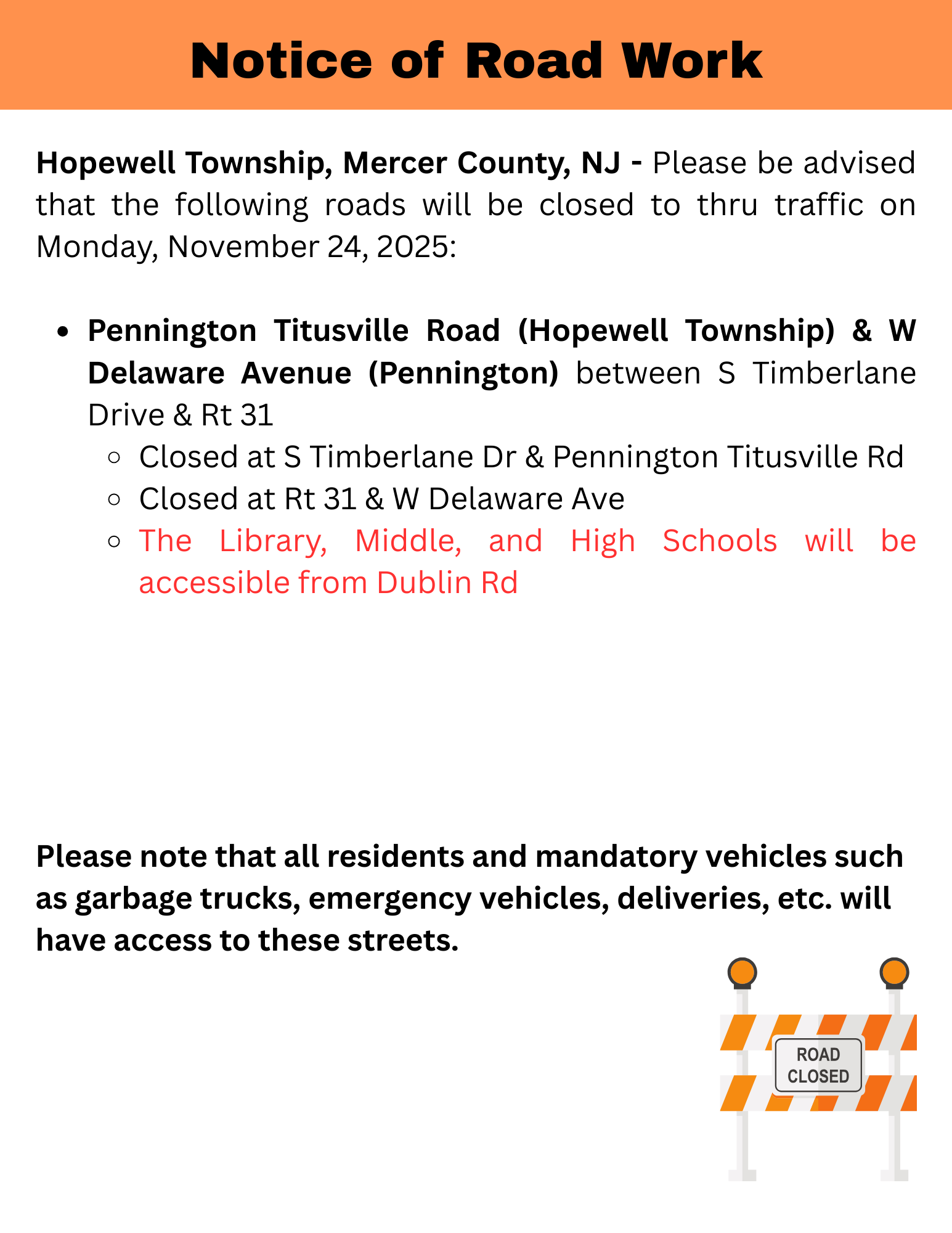 Road Work 11-24-2025