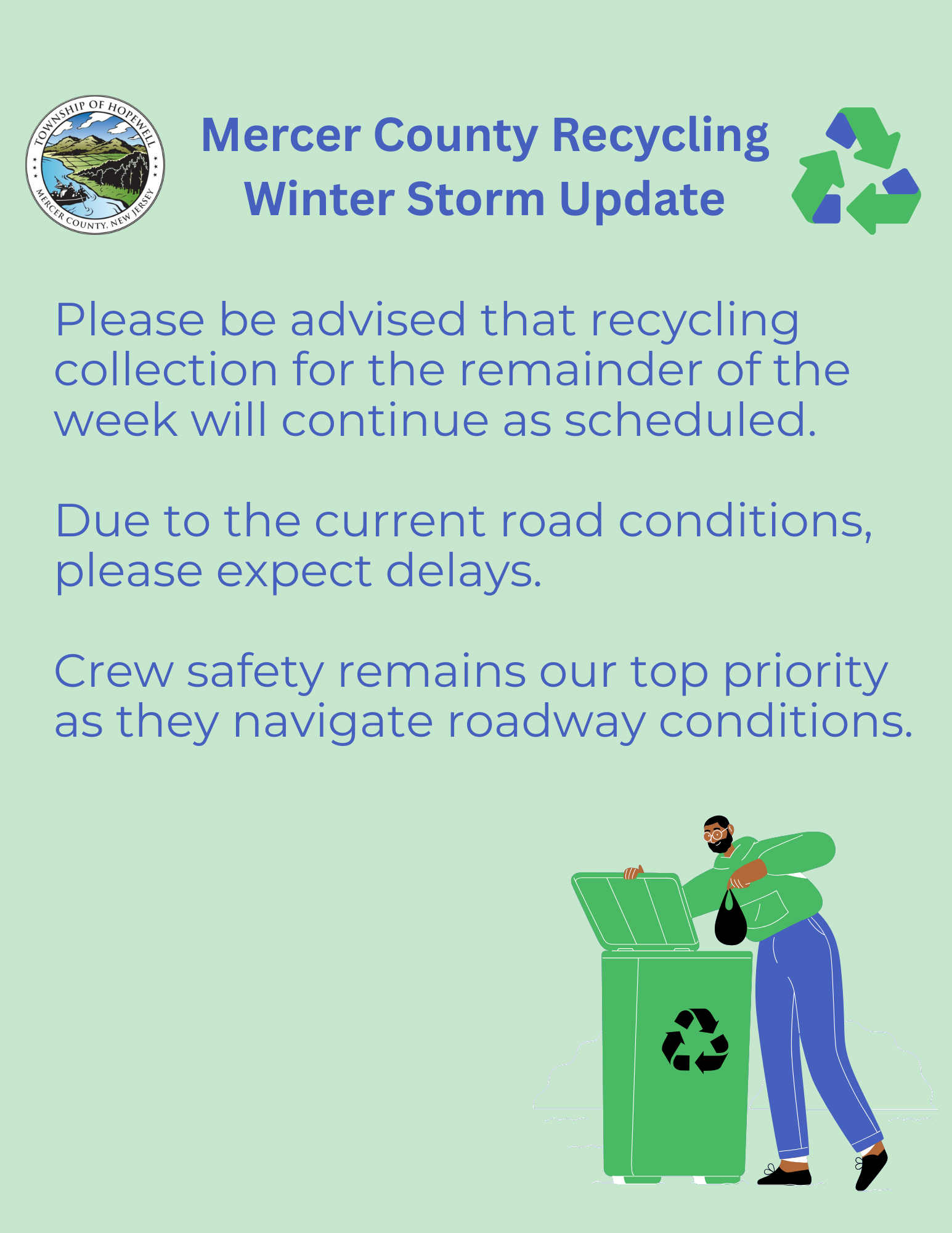 Recycling pickup as normal