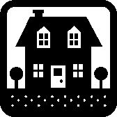 Black and white cartoon house