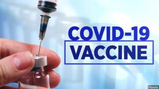 A picture of a syringe and Covid-19 vaccine