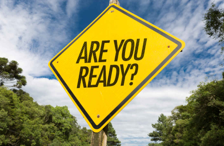 are you ready road sign with trees