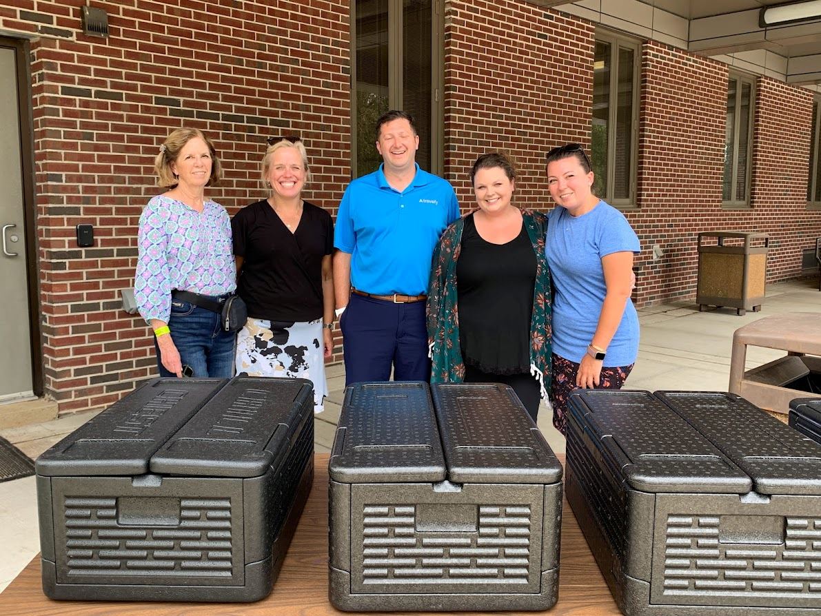 Seniors celebrating senior citizens day with ice cream 
