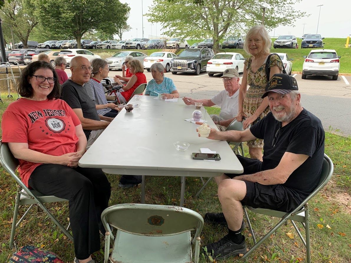 Seniors celebrating senior citizens day with ice cream 