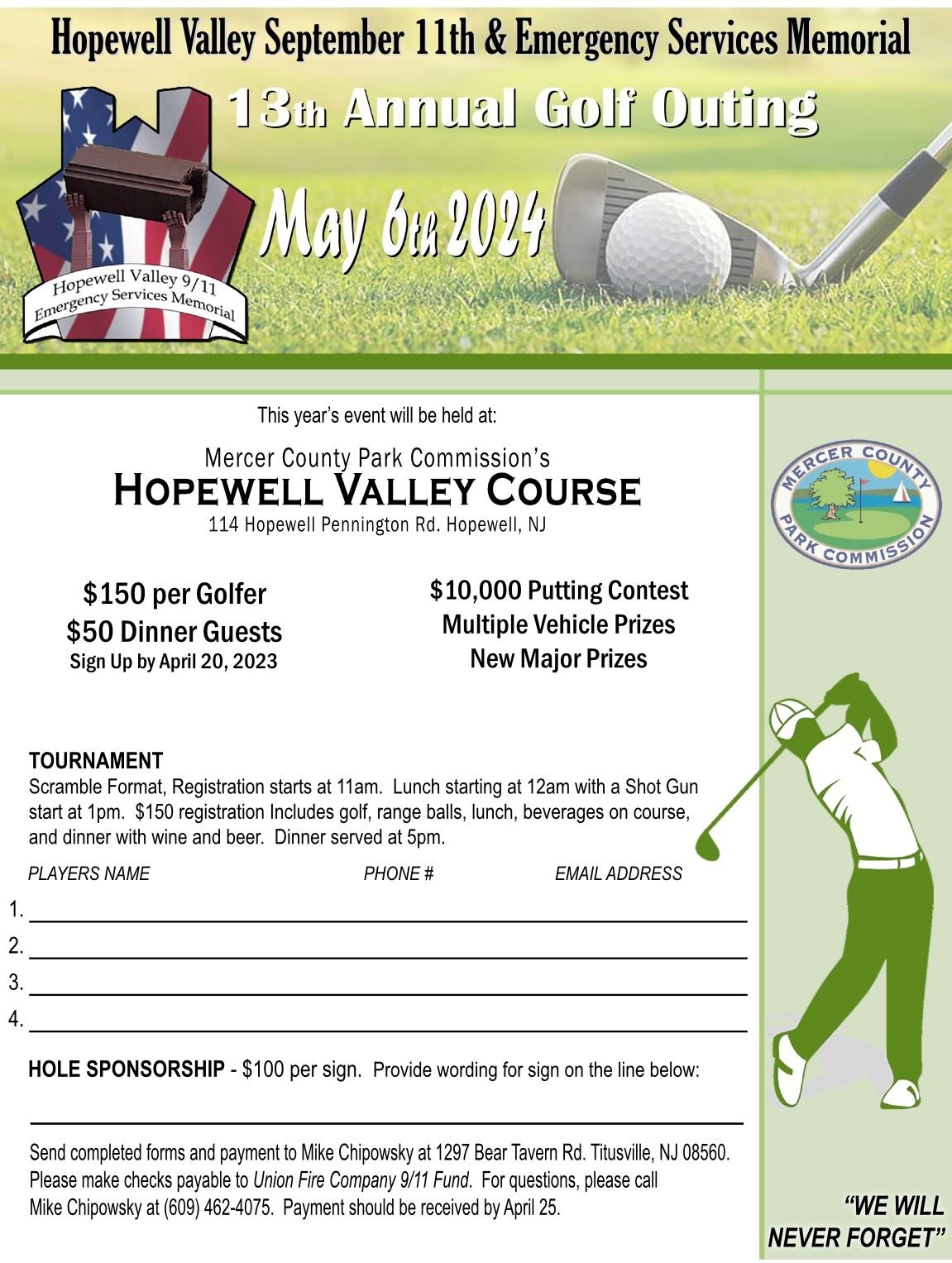 May 6 Golf outing form