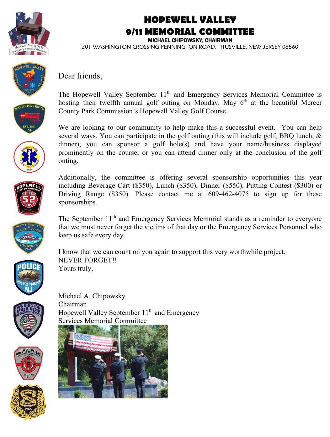 May 6 Golf outing letter