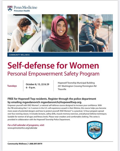 self defense class for women with the HTPD Tuesdays in October