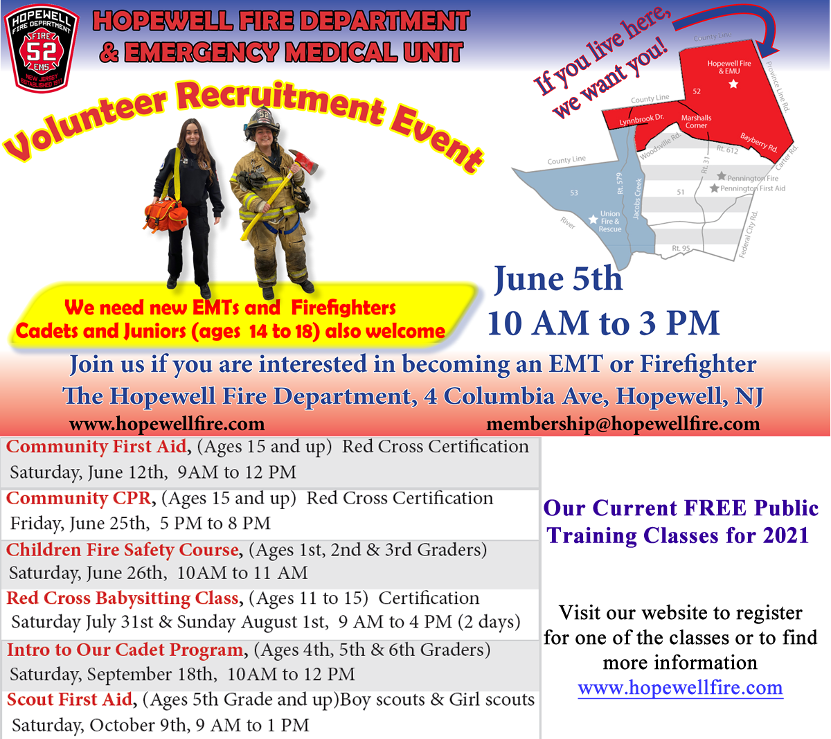 fire dept recruiting event for firefighters and EMTs