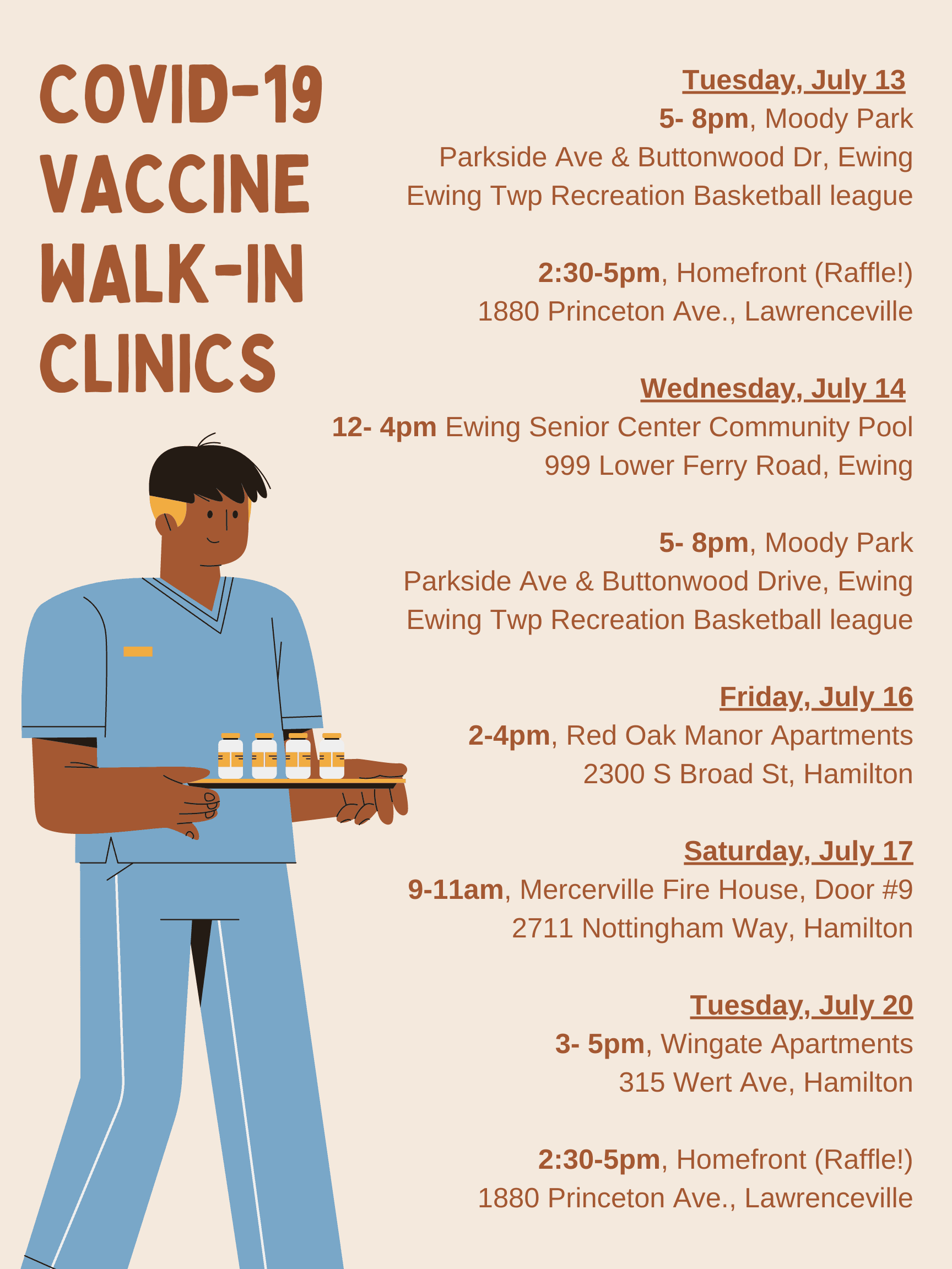 Covid-19 vaccine walk-in clinics
