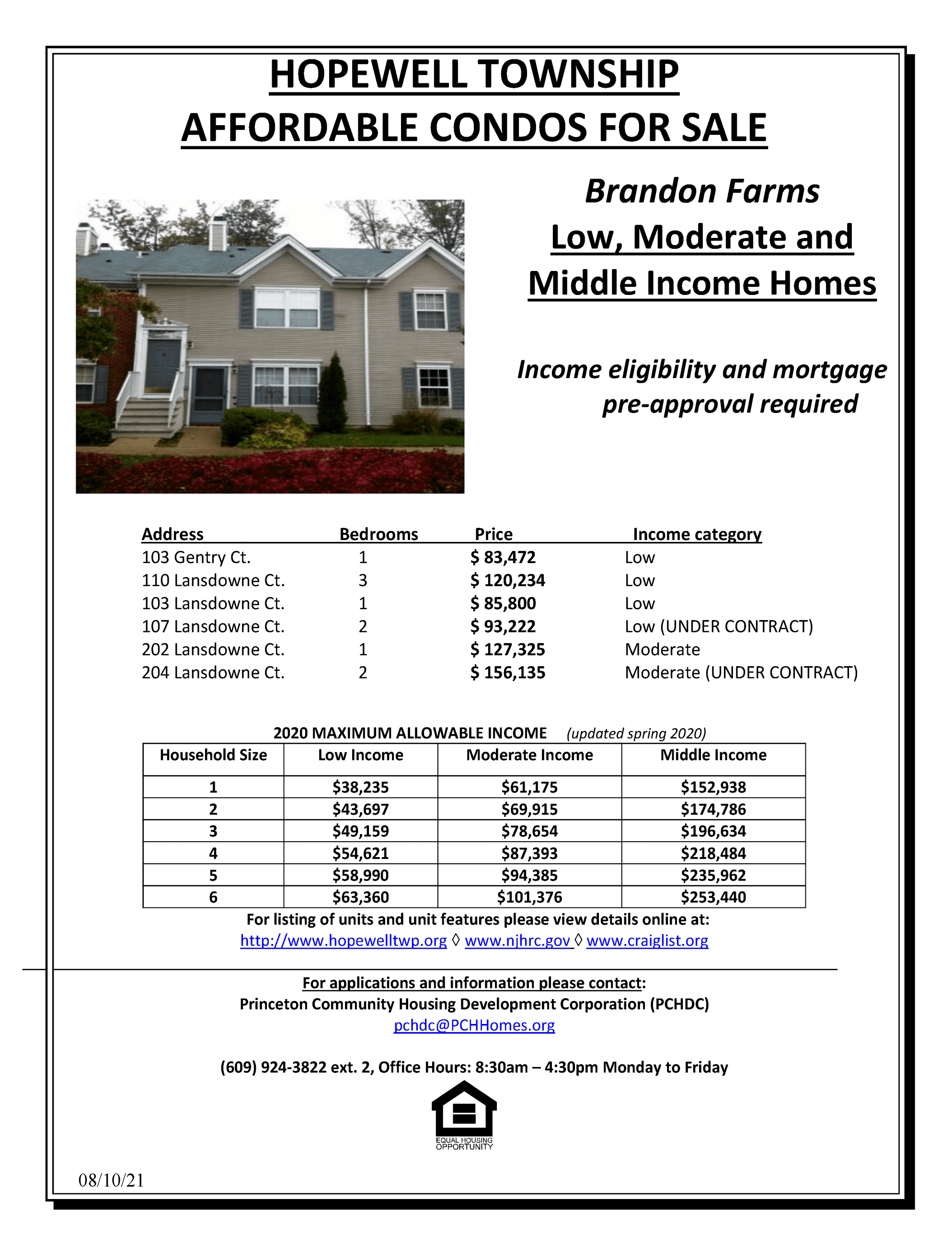 Affordable housing units available in Brandon Farms - updated 08-10-21