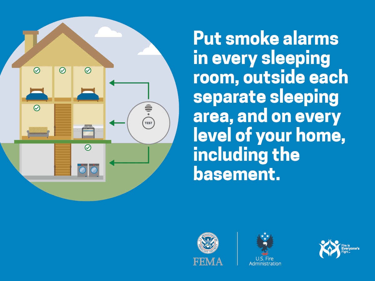 safety tips put a smoke alarm on each floor