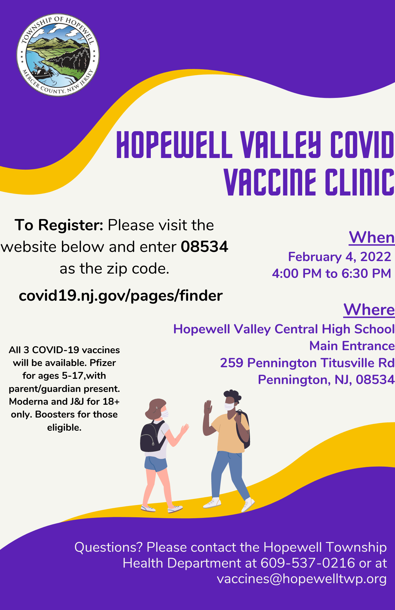 COVID Clinic at High School on Feb 4