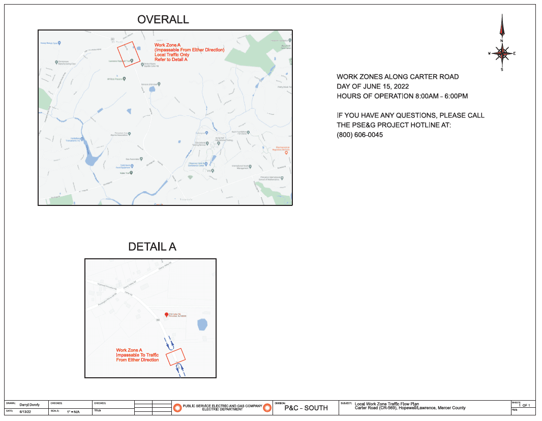 map of pseg carter rd construction for June 15 2022
